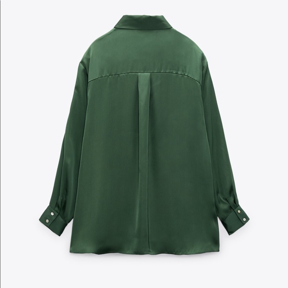 Green Zara Satin Blouse size XS-M - Picture 3 of 4